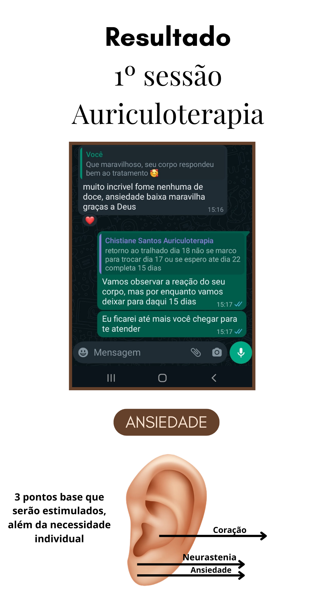 Conversa de WhatsApp de paciente com ansiedade após a primeira sessão